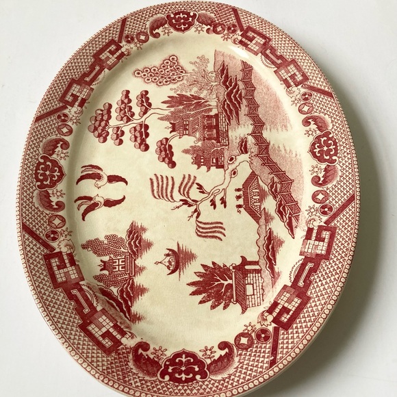 Red Willow Oval Serving Platter, Vintage, Japan, Free Shipping - Picture 5 of 9